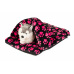 Pelíšek - "pantofel" černá/růžové tlapky fleecový materiál